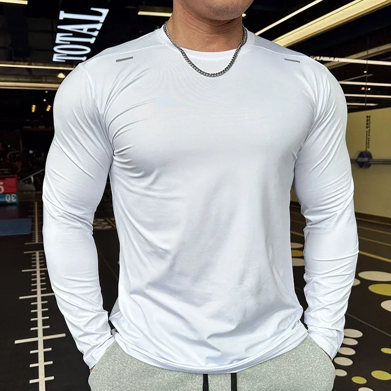 Men's Sports Fitness Long Sleeve Outdoor Badminton Quick Dry Training Shirt Casual Thin Running Top Bodybuilding Sportswear 6