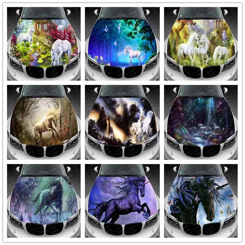 

Magical Unicorn Forest Car Hood Vinyl Stickers Wrap Vinyl Film Engine Cover Decals Sticker Universal Fit Any Car