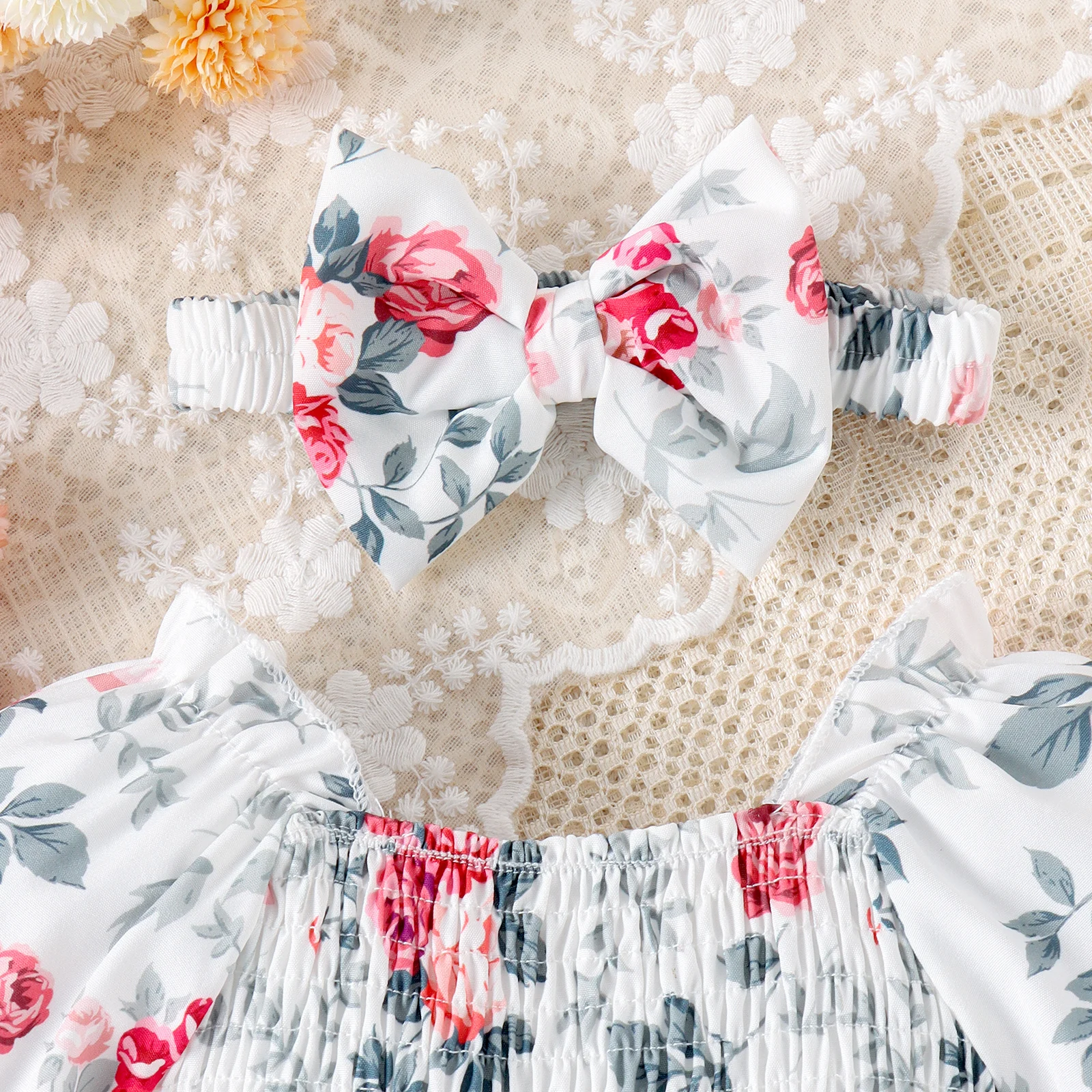 Baby Girl Printed Dress & Headband Set 4