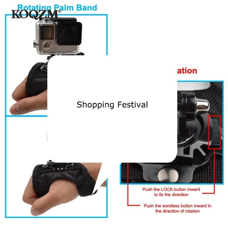 Achetez Support Sangle Main 360° pour Caméra Action, compatible GoPro Insta360 DJI, vue de face
