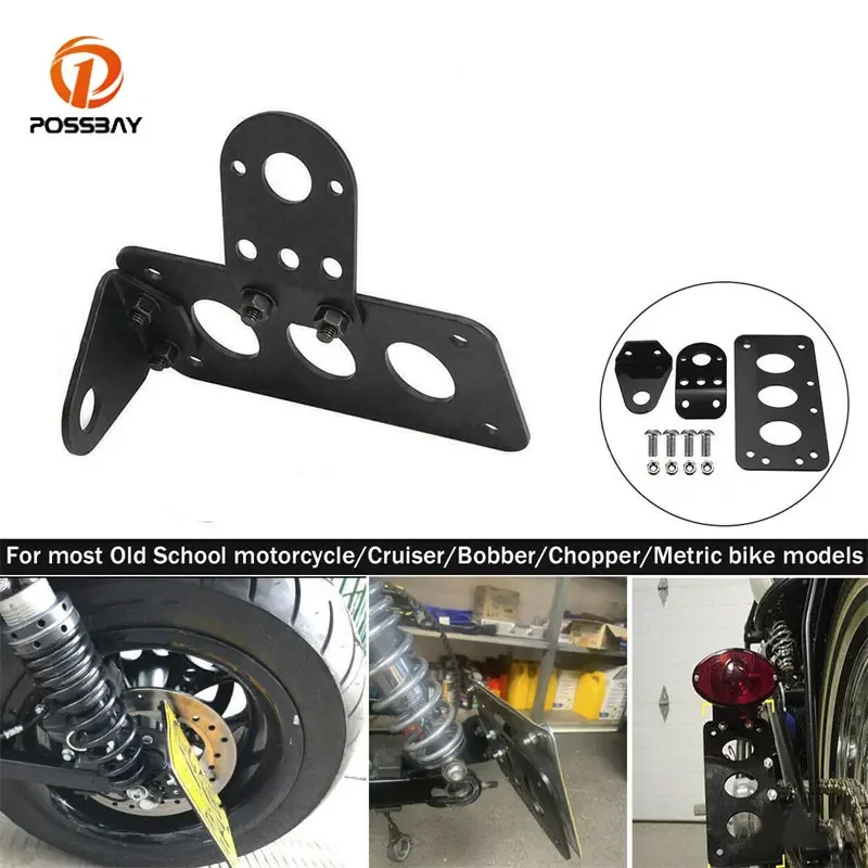 Motorcycle License Plate Holder Metal License Bracket Tail Light Holder 7/8"22mm for Harley Retro Old School Cruiser Bobber Bike license plate holder motorcycle license plate holder