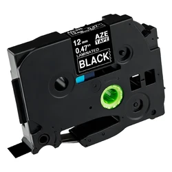 Versatile Label Tape for Brother P - Touch Label Machines, Black on White, 12mm (White on black)