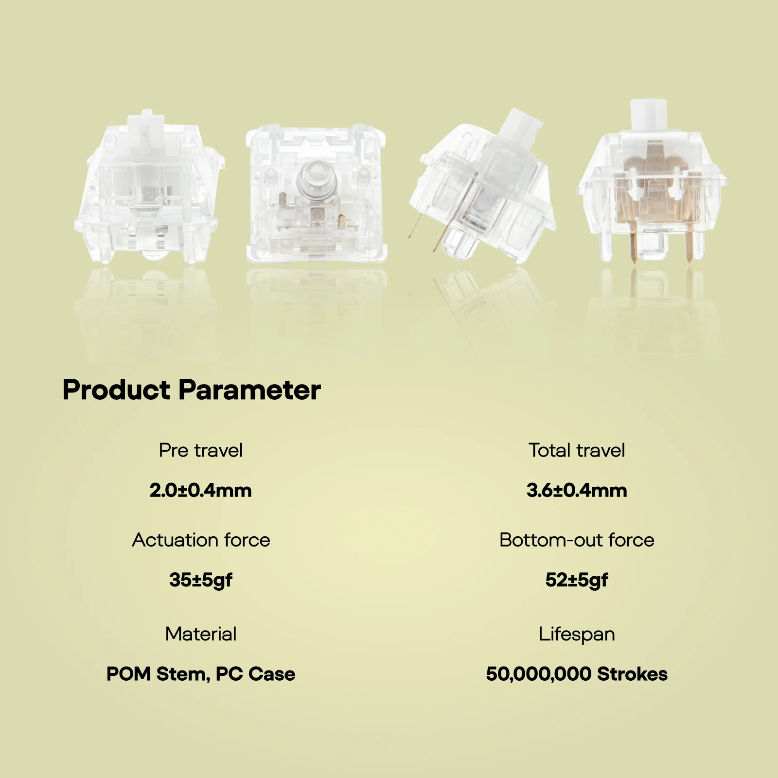 35개 EPOMAKER 크리스탈 사일런트 촉각 스위치 5핀 프리루브드 35gf 무음 스위치 기계식 게이밍 키보드용 MX 호환