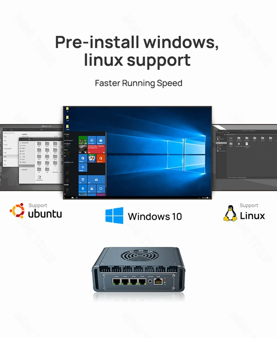 4xIntel i226 2.5G LAN 12th Gen i5 1235U i7 1265U Soft Router Pentium 8505 Proxmox VMs Server Computer Pfsense Firewall Mini PC 6