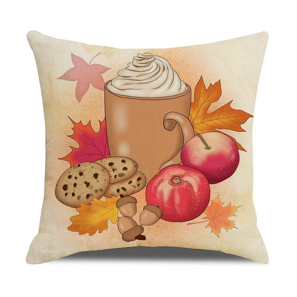 Fall Thanksgiving Decorative Pillow Cover 45x45cm Couch Cushion Cover Pumpkin Squirrel Print Pillowcase Holiday Decorations throw pillow cover,cushion covers,pillow case,pillow covers,cushion cover