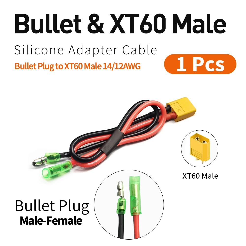 Câble Connecteur XT90 Et T Port Pour Vélo électrique - Adaptateur Femelle-mâle - Caoutchouc Et ABS - 120 Mm - Noir/jaune