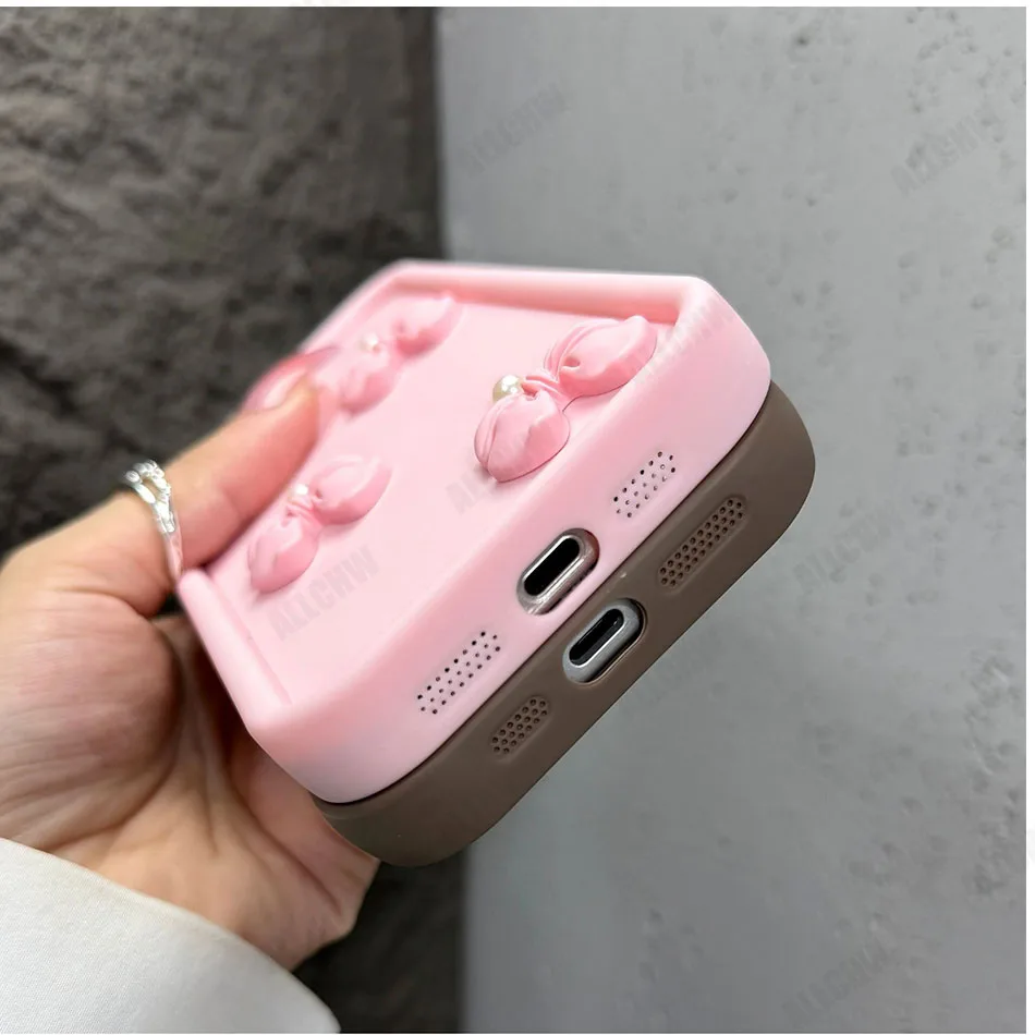 Chic 3D Pearl Bow Silhouette Phone Case