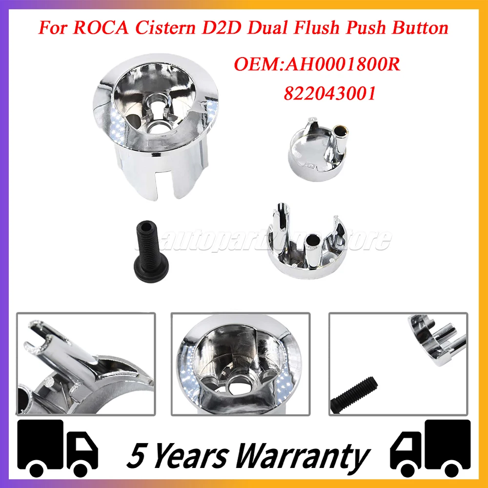 

Новинка для цистерны ROCA D2D Dual Flush Push Button Half Moon, новый стиль, резьбовые нажимные стержни, короткий корпус, хромированный AH0001800R 822043001