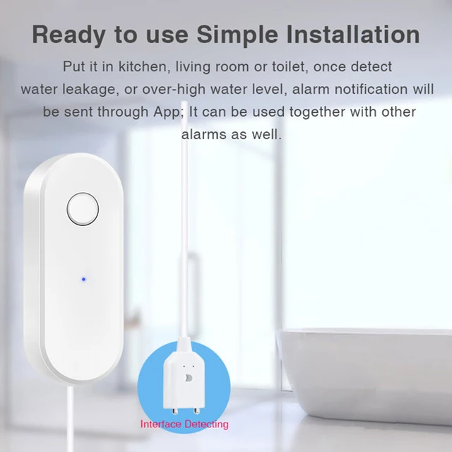 Zigbee Water Sensor Liquid Leak Detector Tuya Smart Life Linkage Alarm App Remote Monitoring  Alerts Work With Zigbee Gateway 5