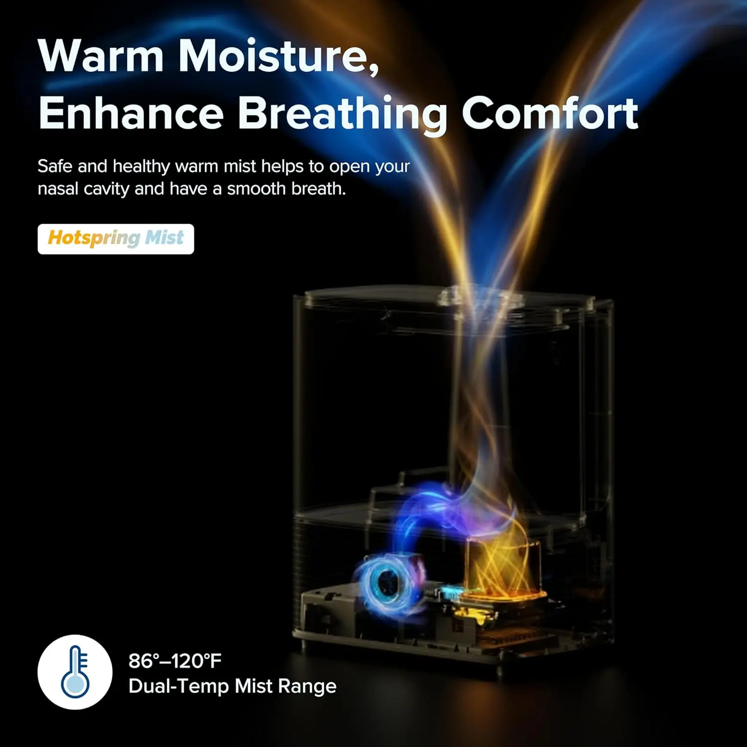 Humidifiers for Bedroom Home, Smart Warm and Cool Mist Air Humidifier for Large Room, Auto Customized Humidity, Fast Symp 4