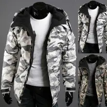 

Men Coat Hooded Camouflage Autumn Winter Thicken Zipper Jacket for Hiking