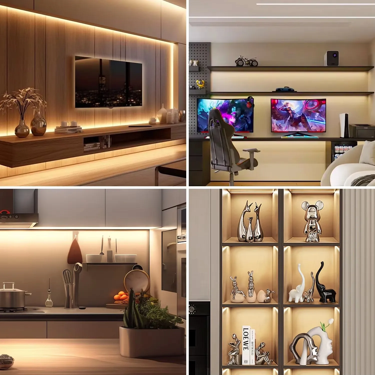 5V COB LED 스트립 라이트 터치 디머 320LEDs/m 유연한 LED 테이프 DIY TV 배경 거울 주방 선형 홈 실내 조명