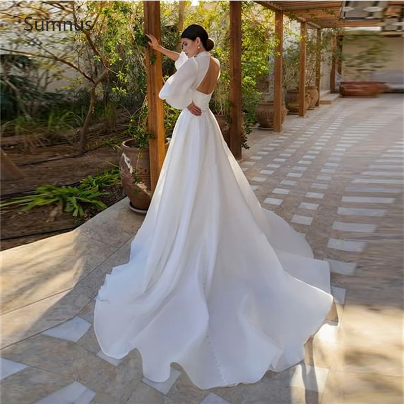 

Sumnus Elegant Sweetheart Wedding Dress For Women With Jack Backless White Stain 2022 Vestido De Noiva Long Party Dresses