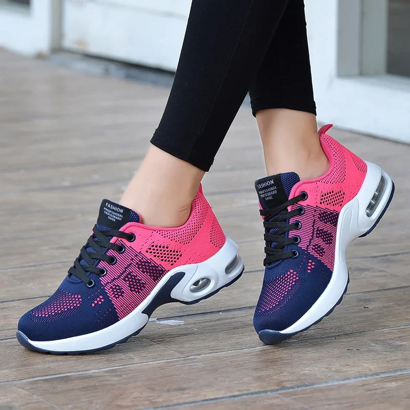 Running Ladies Breathable Sneakers Summer Light Mesh Air Cushion Women's Sports Shoes Outdoor Lace Up Training Shoes