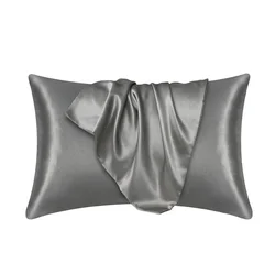 Luxurious Natural Mulberry Silk Pillowcase - Hair and Skin Protection, Customizable Sizes Available - 50cmx66cm (Dark Grey)