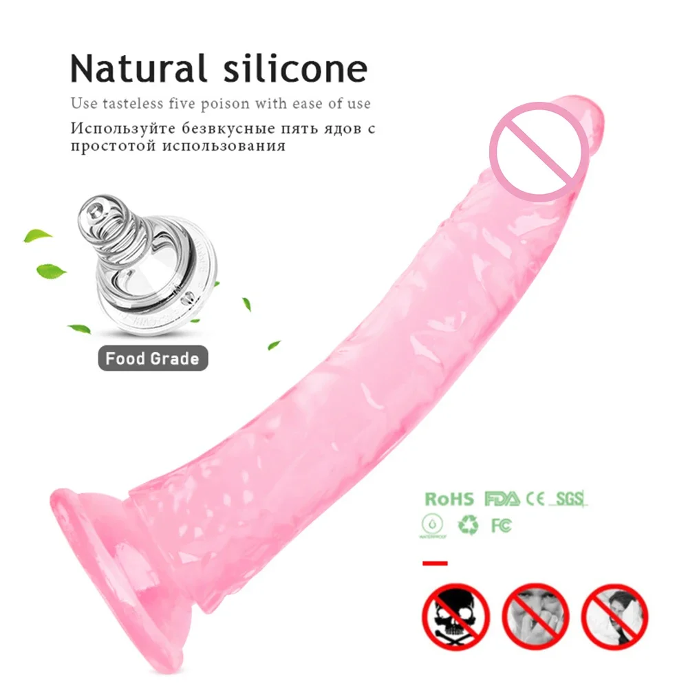 Strap on Big Dildos Realistic Jelly Dildo Silicone Male Artificial Penis Strong Suction Cup Bullet Vibrator Sex Toys for Women
