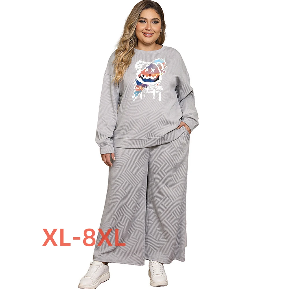 

Женский спортивный костюм, размеры 4xl, 5xl, 6xl, 7xl, 8xl, комплект из двух предметов, женский спортивный костюм с принтом медведя, оптовая продажа