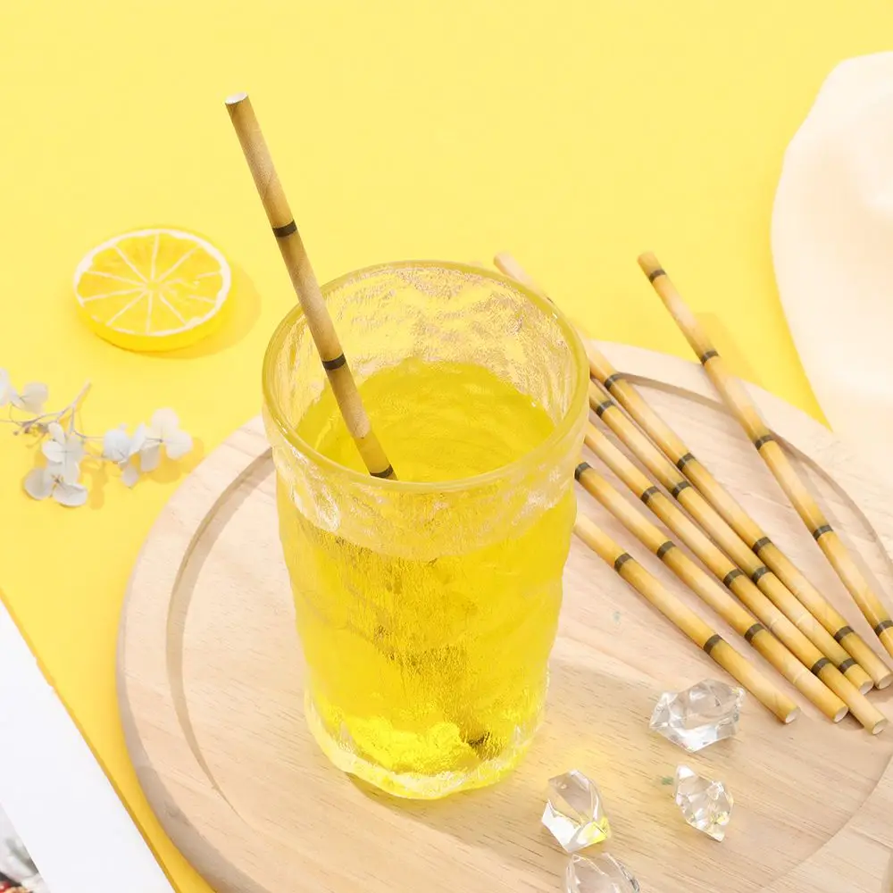 25pcs Reusable Wedding Decoration Paper Tubes Bamboo Straws Party Supplies Drinking Tubes