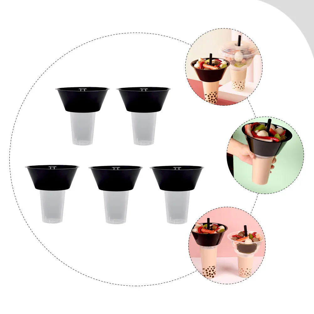 5 Sets Drink Cup Versatile Convenient Milk Tea Hot Pot Shape Snacks Holder Plastic Holding Trays Sour Powder Soda Water disposable cups