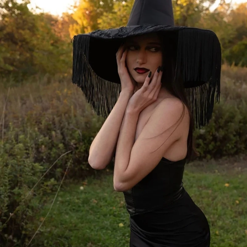 Chapeaux de sorcière pour adultes, accessoires de maquillage pour  Halloween, Costume de sorcière pour femmes, accessoire de fête pour  Halloween, Cosplay - AliExpress