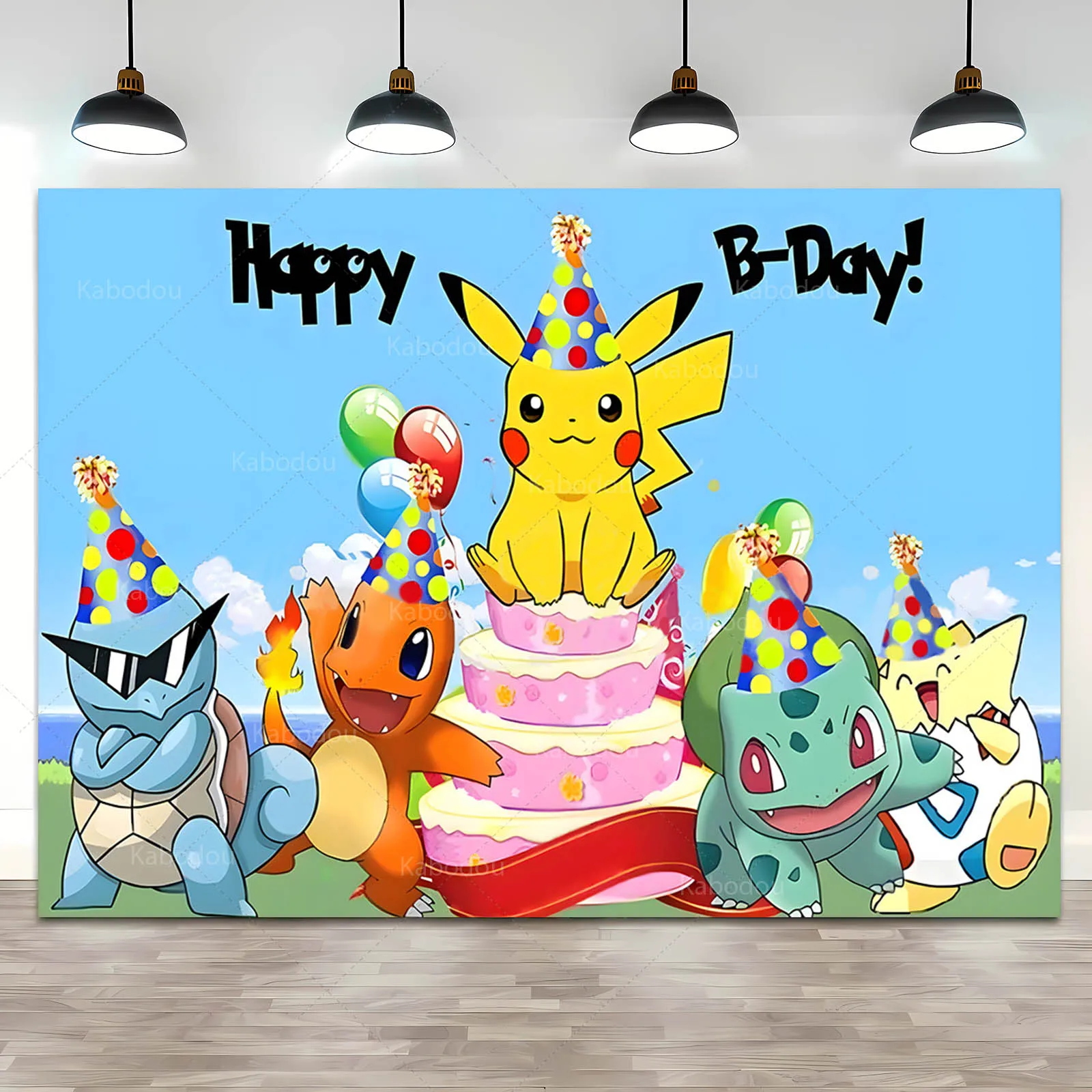 Happy Birthday Party Pokemon Backdrop Decoration Kids Boy Baby Shower  Pikachu Anime Photography Background Banner Vinyl Poster