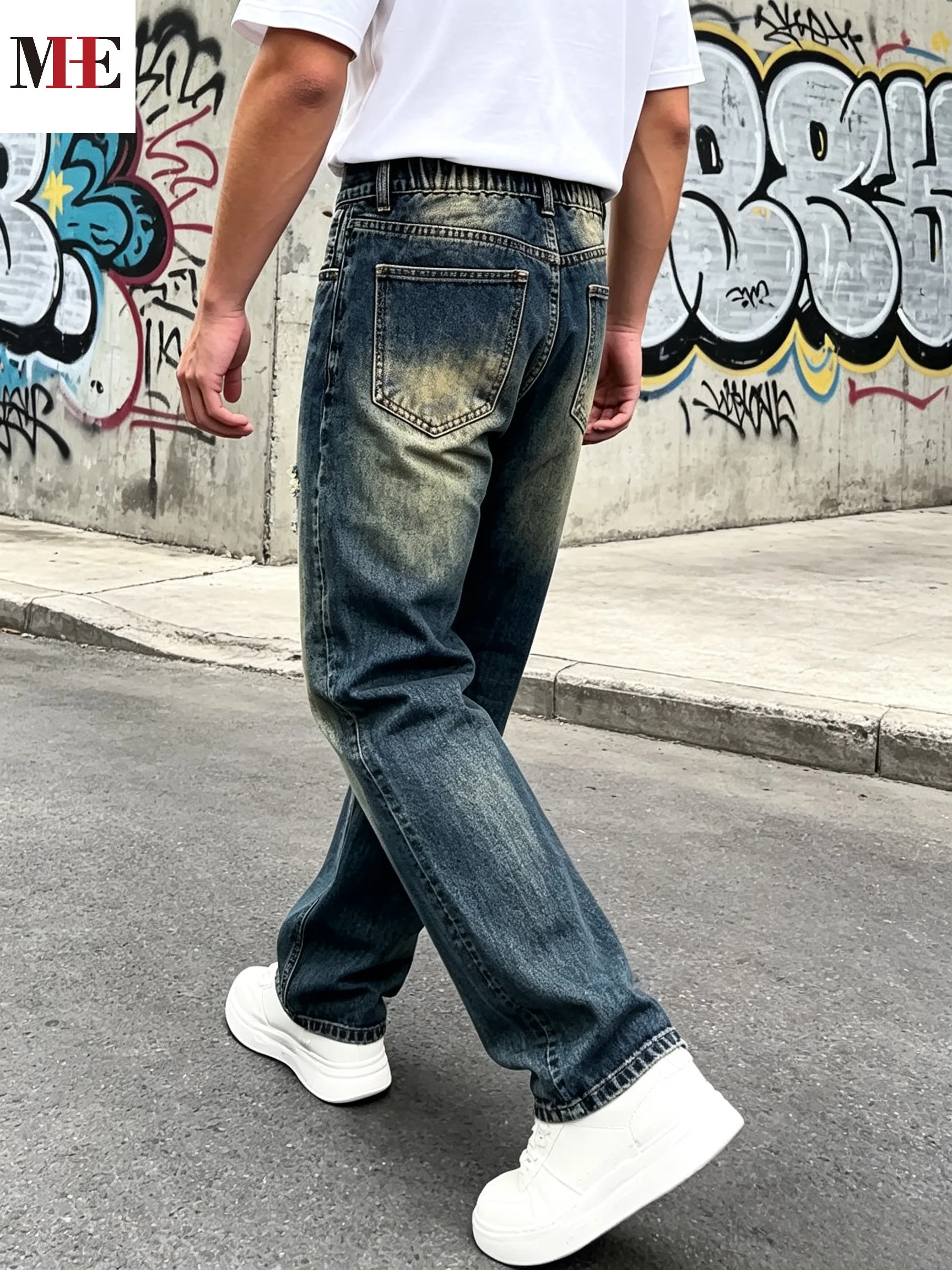 Men's Destroyed Frayed Ripped Denim Jeans - Image 2