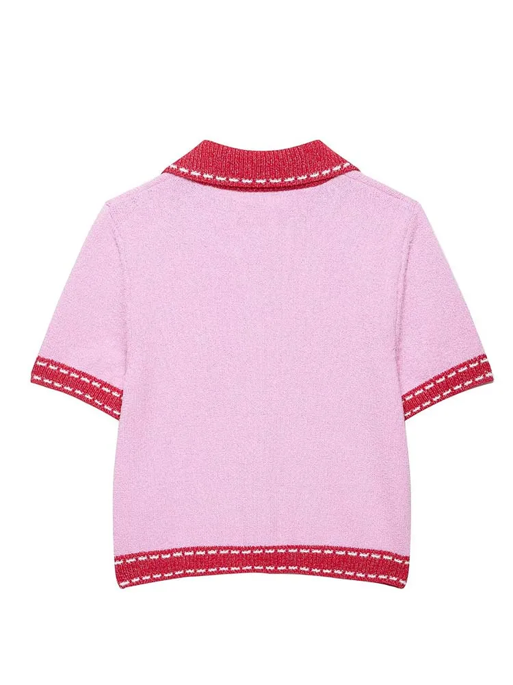 Chic Elegant Cardigans Women 2025 New Fashion Short Sleeve Sweater Knitted Coat Casual Knitwear Top