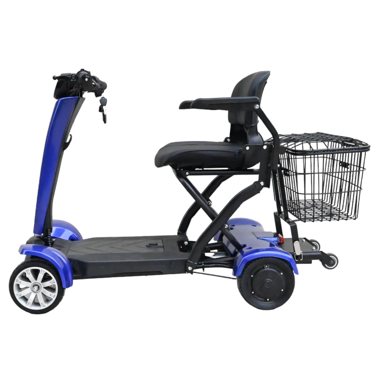 cheap long range mini mobility 4 wheel elderly handicap automatic folding electric scooter with basket