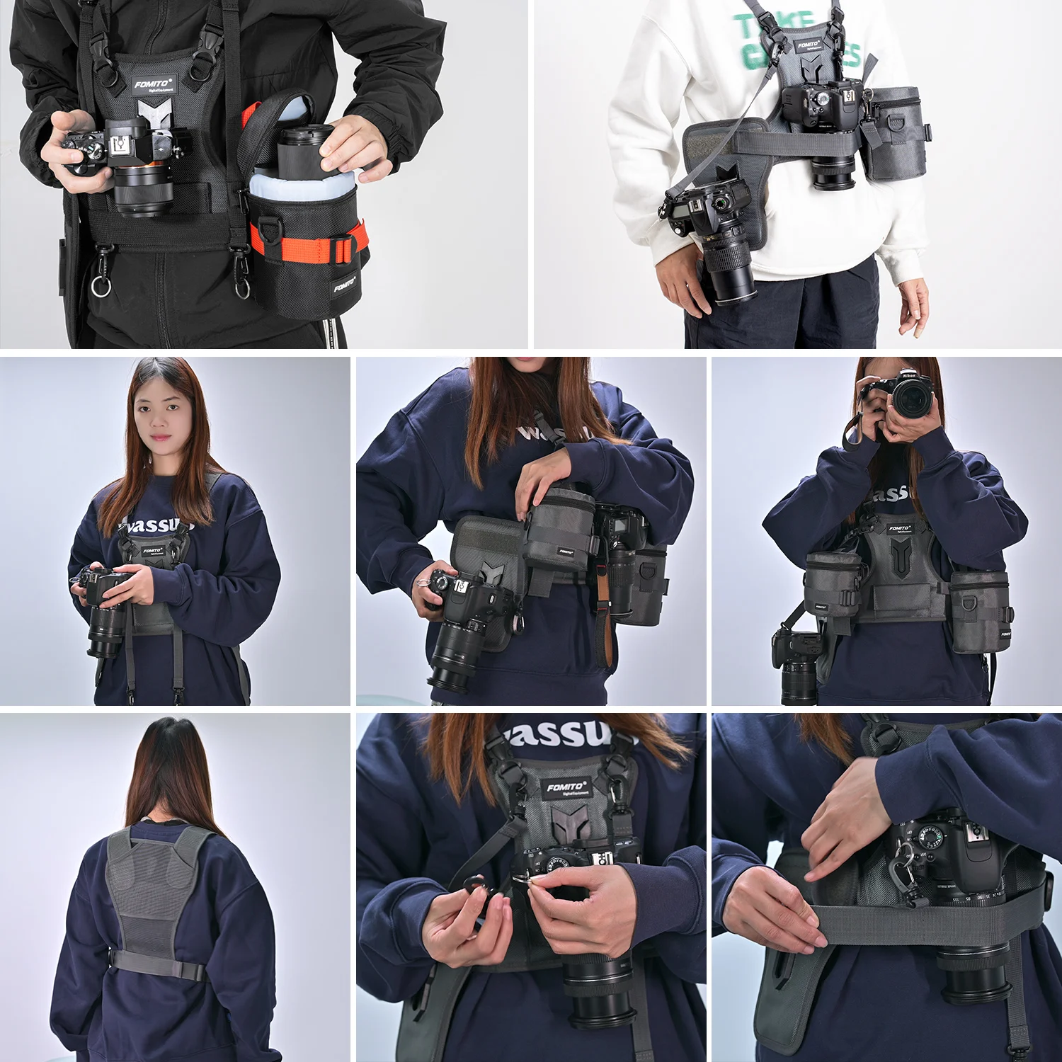 FOMITO Multi Camera Carrier Harness Holster System Camera Strap for Digital SLR