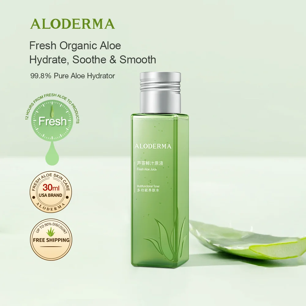 

ALODERMA Fresh Aloe Juice Skin Soothing Toner 30ml Pure Aloe Vera Essence Hydrator Serum Water Makeup Primer Face Moisturizer