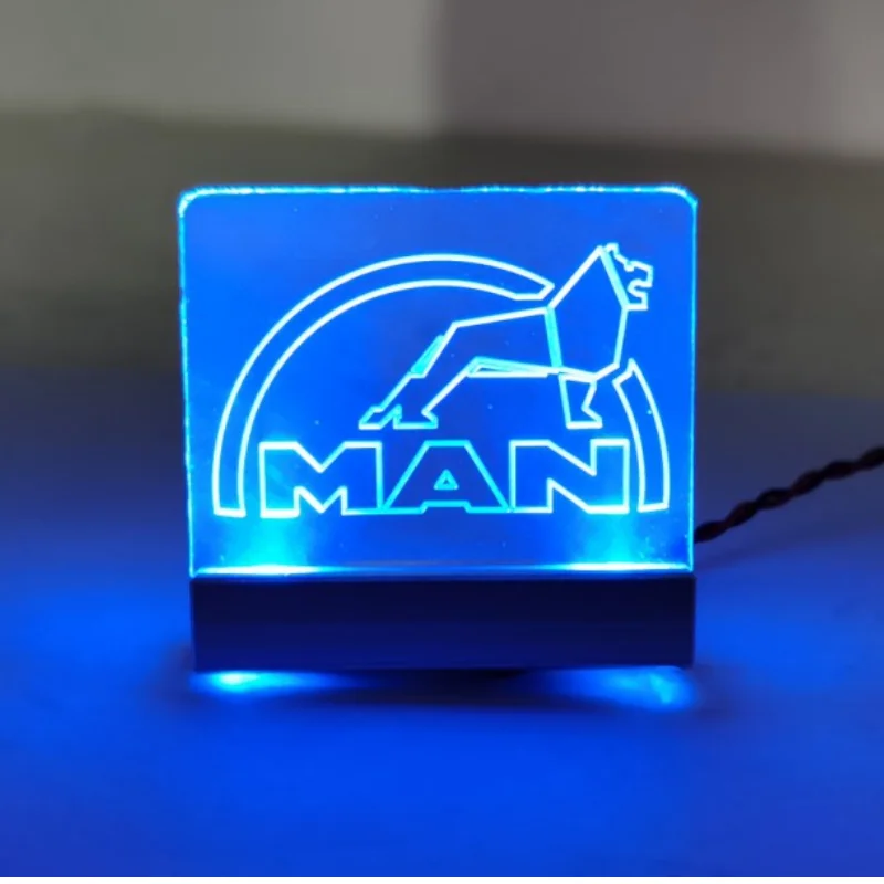 For 1/14 TAMIYA Truck Acrylic Man Logo LED Light Lamp Remote Control Tractor MAN 540 56325 TGX Tamiya LESU Upgrade Parts 2