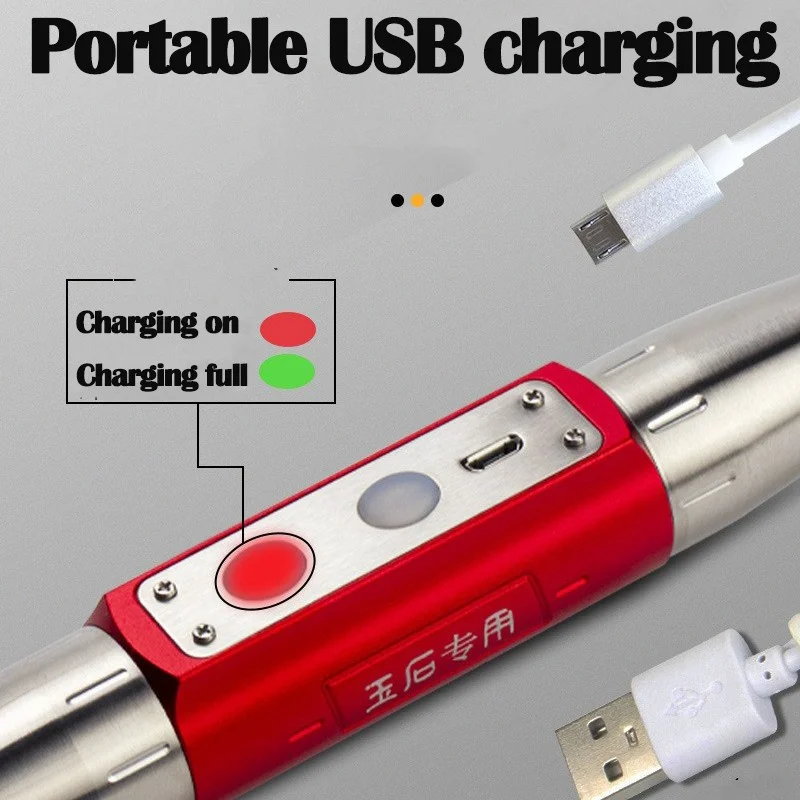 UV 365nm + 395nm + Yellow + White LED Flashlight Inspect USB Recharge Built-in 18650 Torch Strong for Emerald Jewelry for Gems Amber Led Flashlight Led Flashlights Uv Flashlight