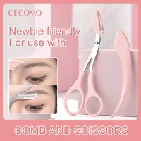 GECOMO Eyebrow Trimmer two-piece set Scratch-resistant Eyebrow Trimming Blade And Portable Eyebrow Scissors For Beginner 1