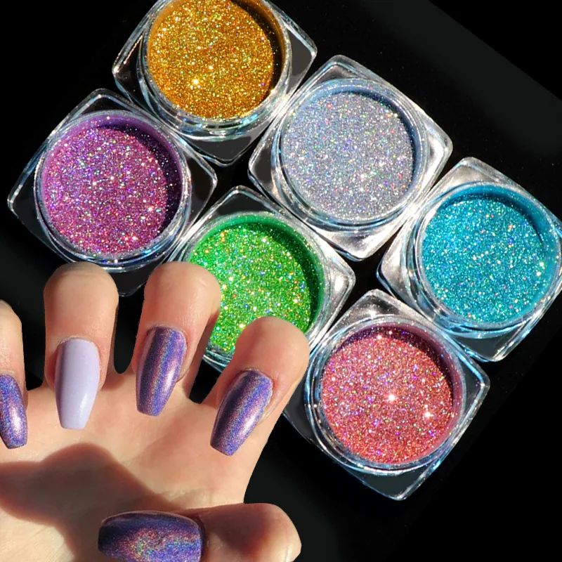 

Six Colorful Powder Glitter Laser Glitter Decoration Sequins Symphony Laser Holographic Nail Shiny Mirro Fine Glitter Makeup