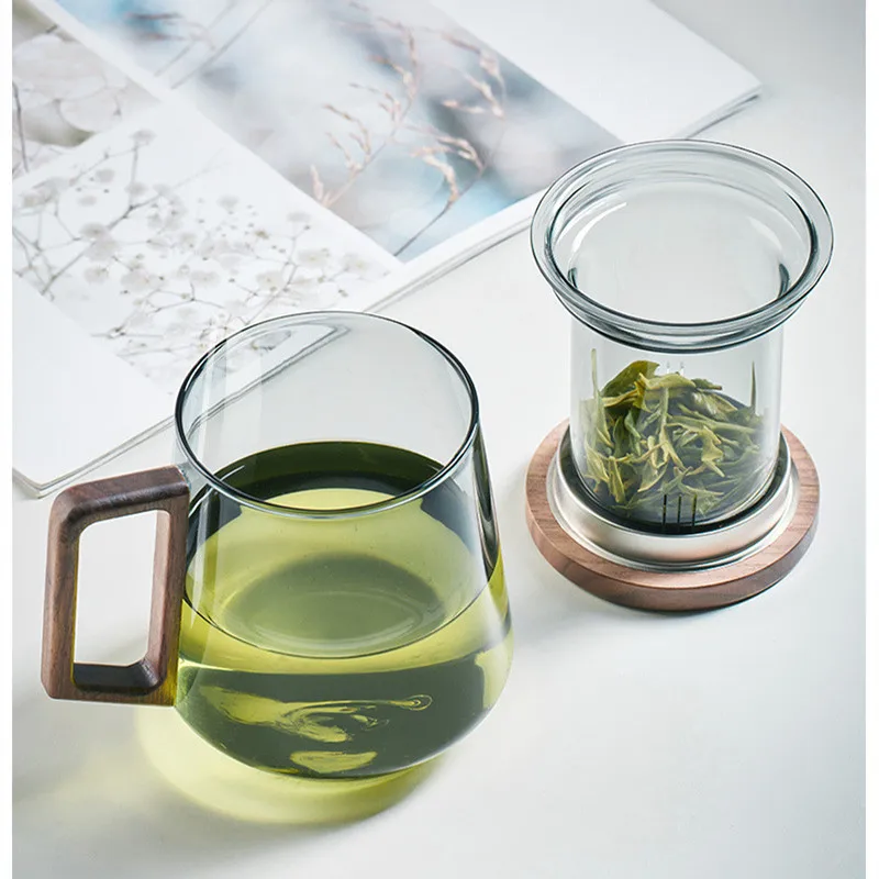 JanYoo Tazza da tè in vetro da 500 ml con infusore e