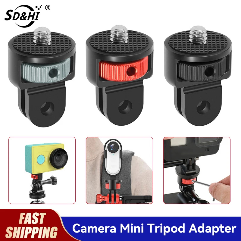 고품질 알루미늄 카메라 미니 삼각대 어댑터 마운트 CNC 변환 어댑터, GoPro Hero 10 9 Insta360 및 기타 표준 1/4 Acc