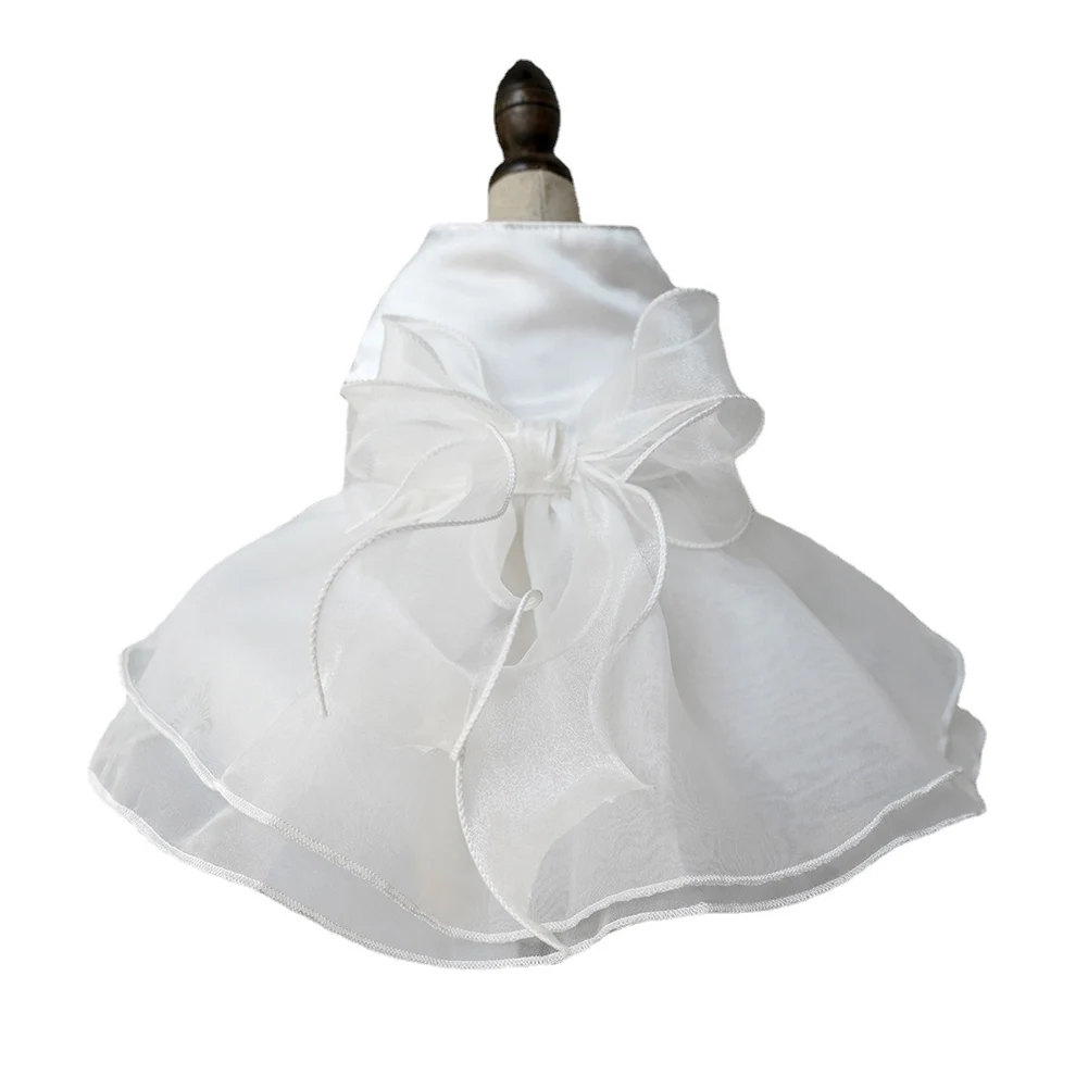YOUZI PET Dog Dresses Bowknot Decor Sundress Vest Shirts Birthday Party Costume For Wedding Party Holiday