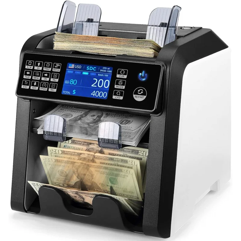 

MUNBYN Dual Money Counter Machine Mixed Denomination and Sorter, Sort on DENOM/FACE/ORI, Value Counting, Counterfeit Detection 2