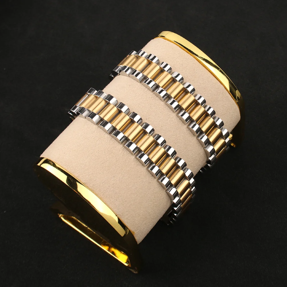 

Dicai Stainless Steel Bracelet Watch Chain Mens Bracelet Men Women Luxury Gold Plated Wrist Jewelry Bangles Free Shipping