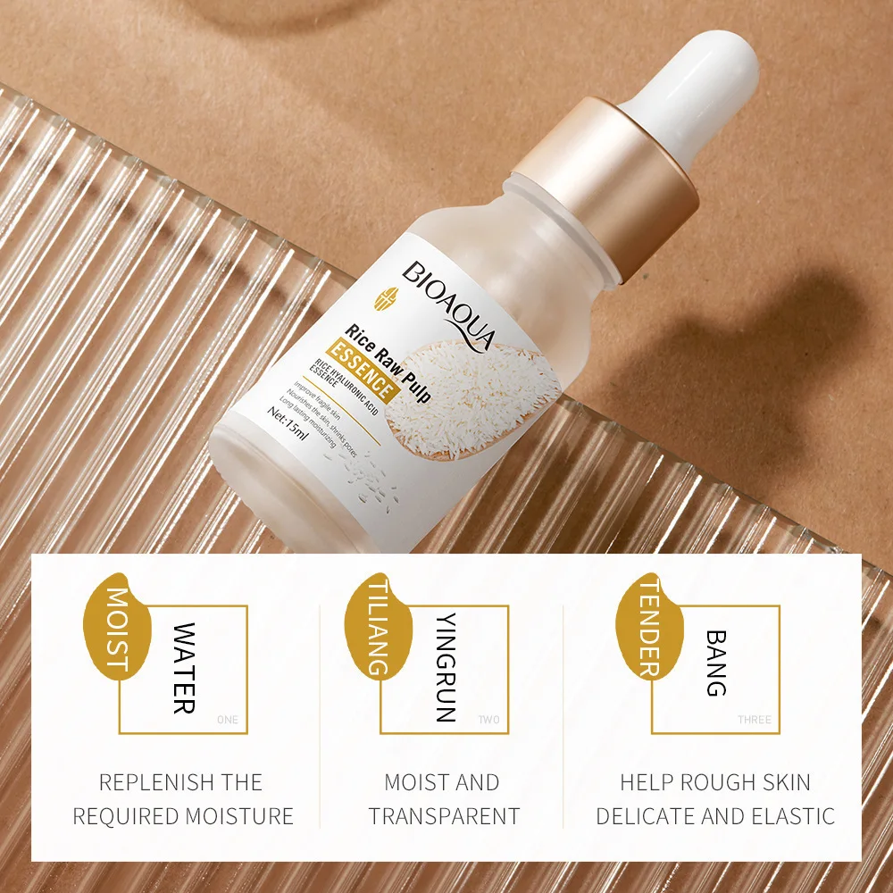 BIOAQUA Rice Raw Pulp Serum Hyaluronic Acid Face Essence Nourishing Moisturizing Whitening Anti-Wrinkle Serum Facial Skin Care 2