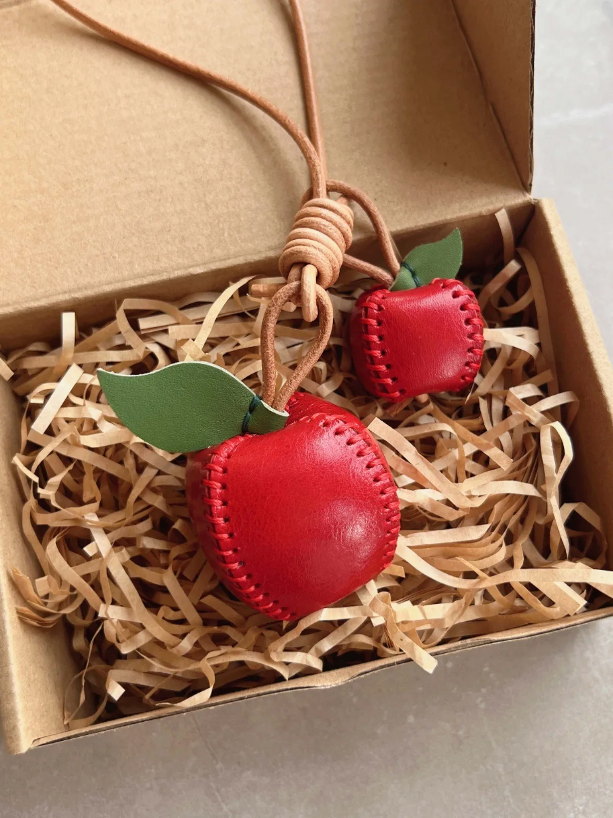 Genuine Leather Fruit Bag Charms Handmade Keychain For Handbags_voghion.com
