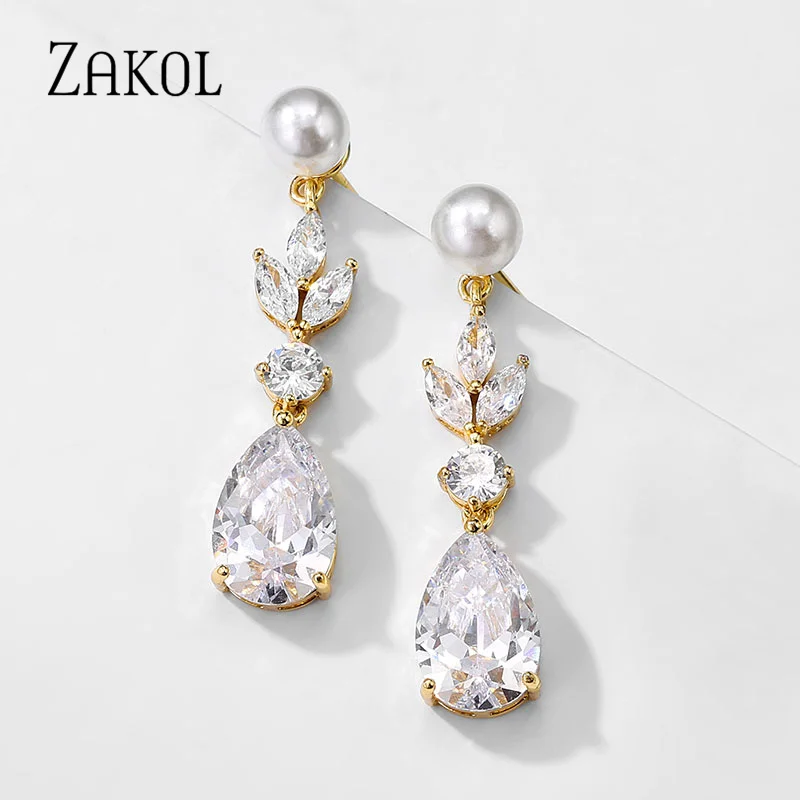 SFE Cubic Zirconia & Austrian Crystal Floral Jewelry Set - Necklace & Dangle Earrings, Wedding, Bridal, Birthday Gift For Women, Nickel-Free, Gift Box - View #10
