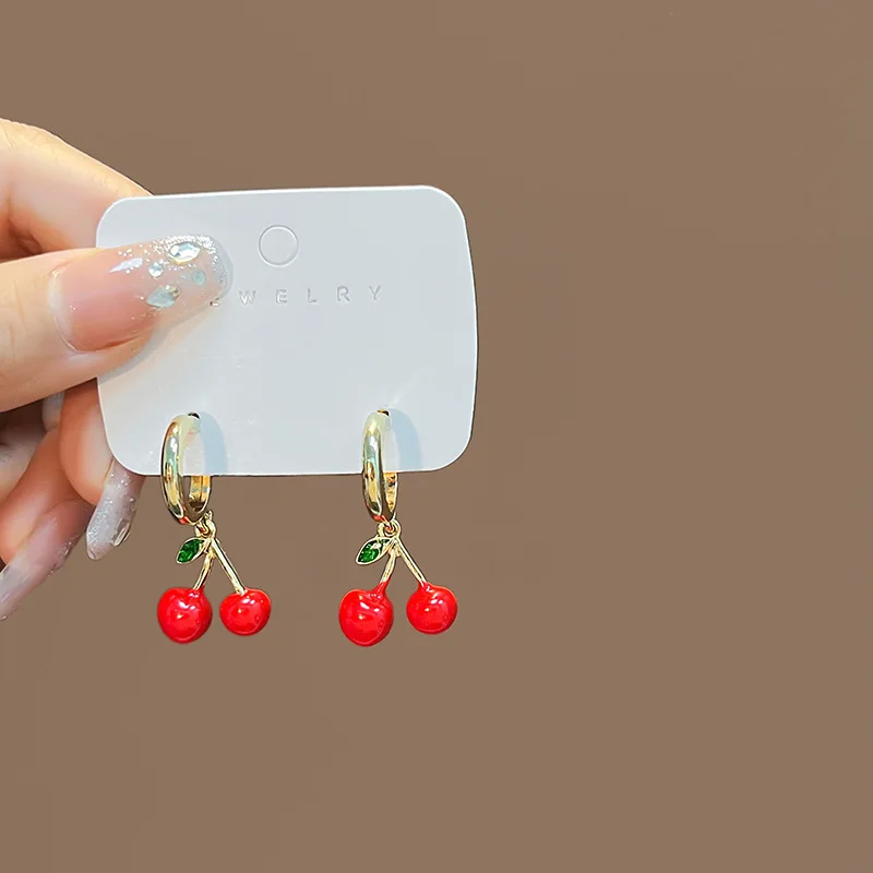 Suteyi Cherry Earrings For Women Fun Fruit Drop Dangle Earrings Cute 3D Red Cherry Jewelry Unique Fruit Charm Jewelry For Women P 141723036