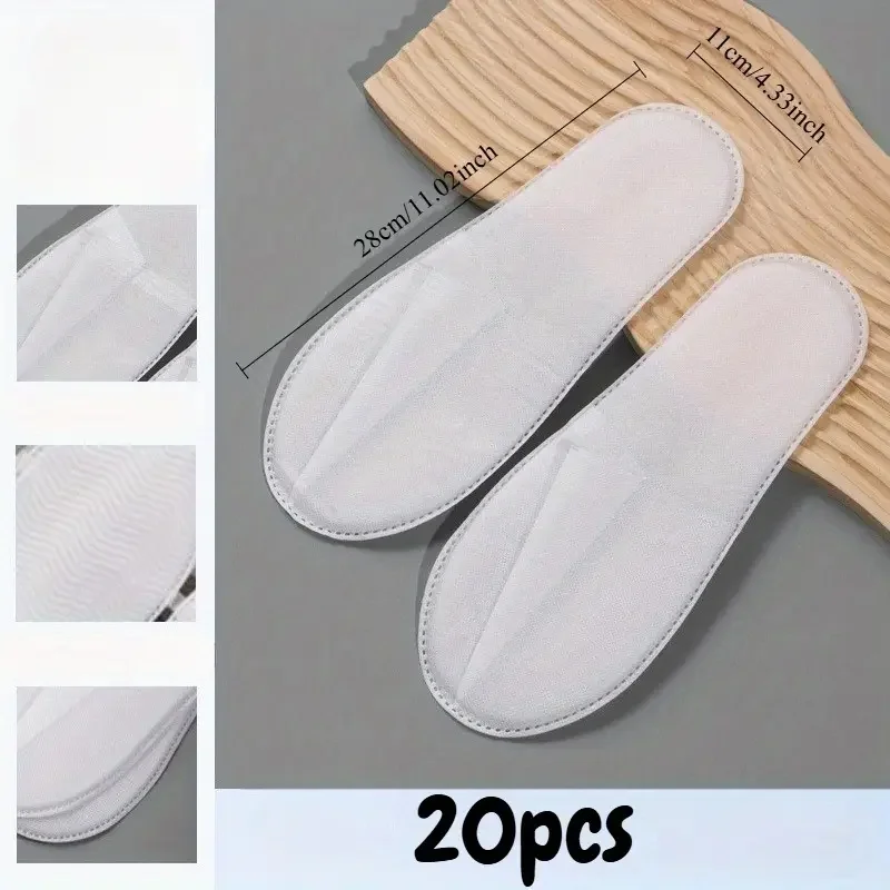 20/50Pcs Luxury Hotel and Spa Slippers - Non-Slip, Comfortable, Disposable Travel Slippers, Individually Packaged, White Fabric Slippers for Men and Women, Perfect for Home, Travel and Relaxation, Casual Wear | Unisex Slippers | Soft Texture