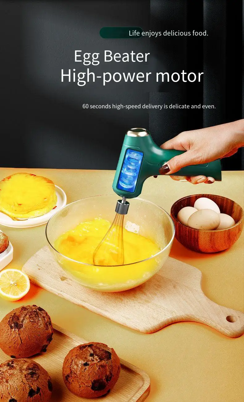 Description Picture 4 of itemHome Baking USB Handheld Electric Whisk Whipping Cream Stirring Kitchen Gadgets Portable Electric Food Mixer Blender 3 Speeds