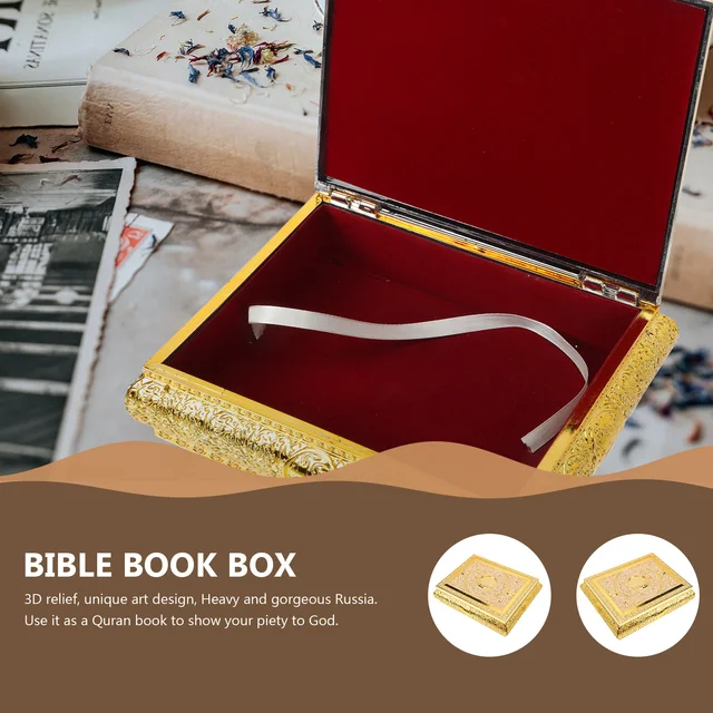 Biblia Tároló Doboz Háztartási Dekoráció Korán Könyv Kiegészítő Nyaklánc Szervező Könyvdoboz Könyvespolc Szent Könyvállvány - Image 5