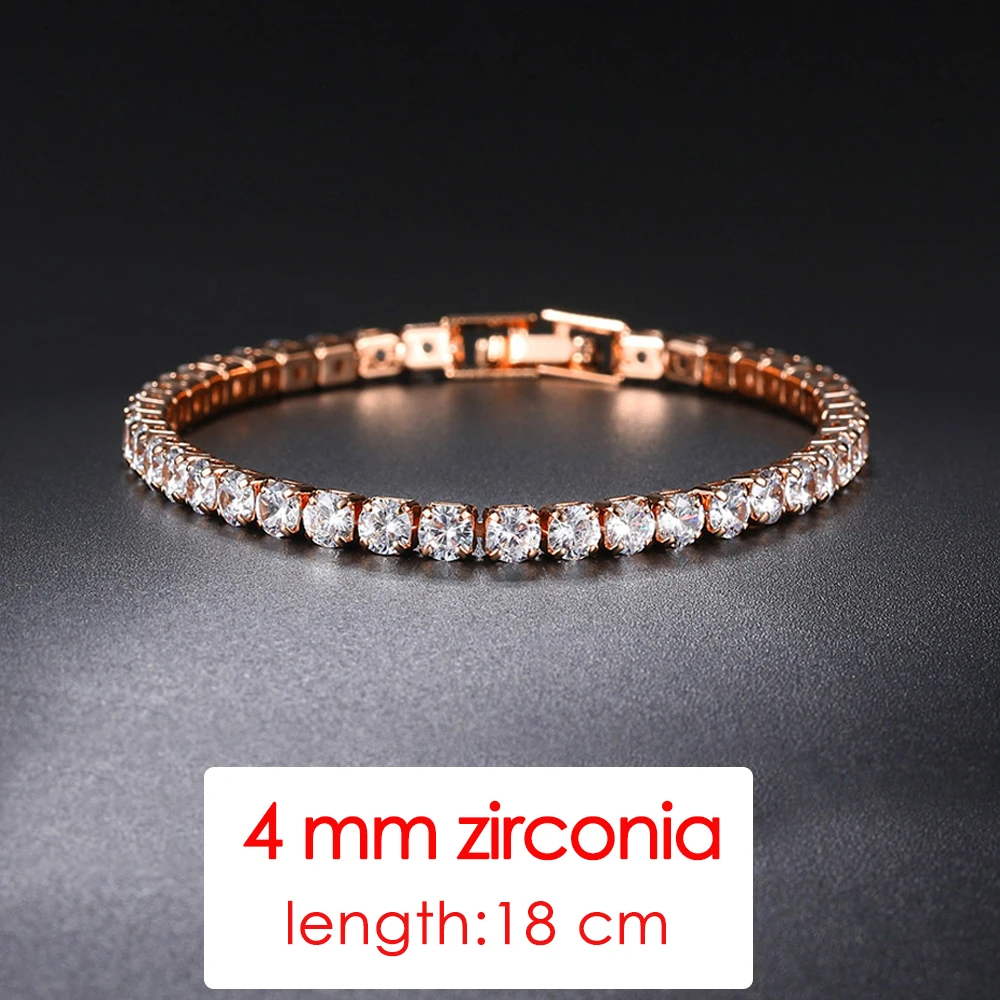 Rose Gold Cubic Zirconia Tennis Bracelet - Elegant Fashion Jewelry Gift