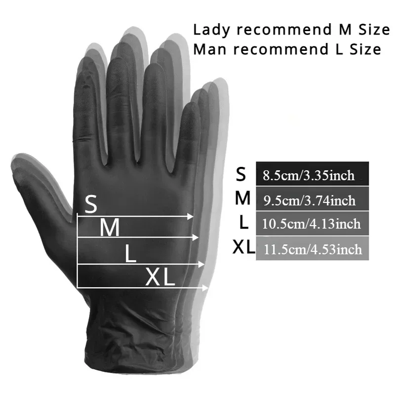 Black Nitrile Gloves Household Waterproof Cleaning Gloves Hair Tattoo Nail Pet Shower Cleaning Tools 20/60PCS