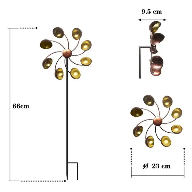 Napenergia -Hajtású Szélfém Fonó Parti Csapok Kézműves Szélmalom Szüreti Stílusú Kültéri Kerti Gyep Művészeti Dekoráció Tartozékok - Image 6
