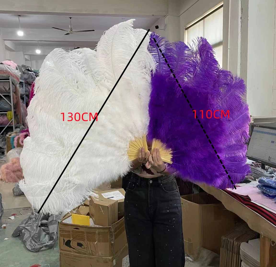 Pink Purple Ostrich Feathers Fan 13Bone Plumages Fans Foldable Stage Show  Performance Dance props Crafts Fan with feather - AliExpress